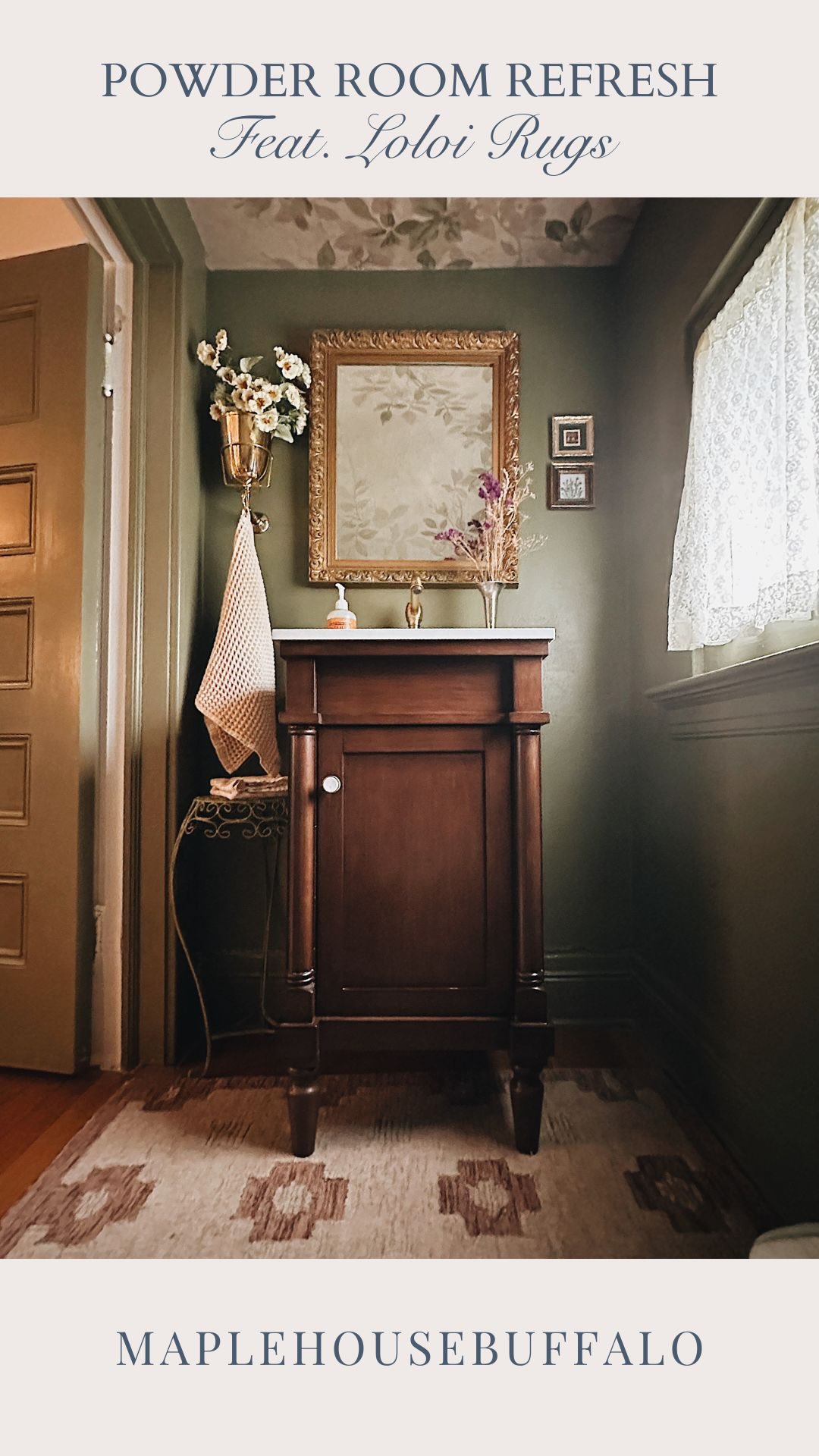 As fall gives way to darker days, these cozy little details sure do bring warmth to our historic home.✨Comment SHOP for links!

As soon as I saw this new @jeremiahbrent design from @loloirugs, it felt perfect for our little powder room. I’ve been wanting something more substantial and cozy, with just the right amount of color, character
and detail. #loloipartner 

Shop all of Jeremiah Brent’s stunning new designs through the link in my bio or (or by commenting “SHOP”).

My boys love this new rug, noting that it’s cozy under their feet. I love that it’s vintage-inspired, handcrafted in India of 100% wool, and is GoodWeave-Certified, which means the rug is produced ethically and contributes to the advancement of weavers’ communities. 

#jeremiahbrentxloloi #powderroomdecor #powderroomdesign #rebelwalls