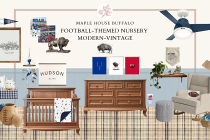 Modern vintage classic classy football-themed buffalo bills nursery kids' room buffalo, ny