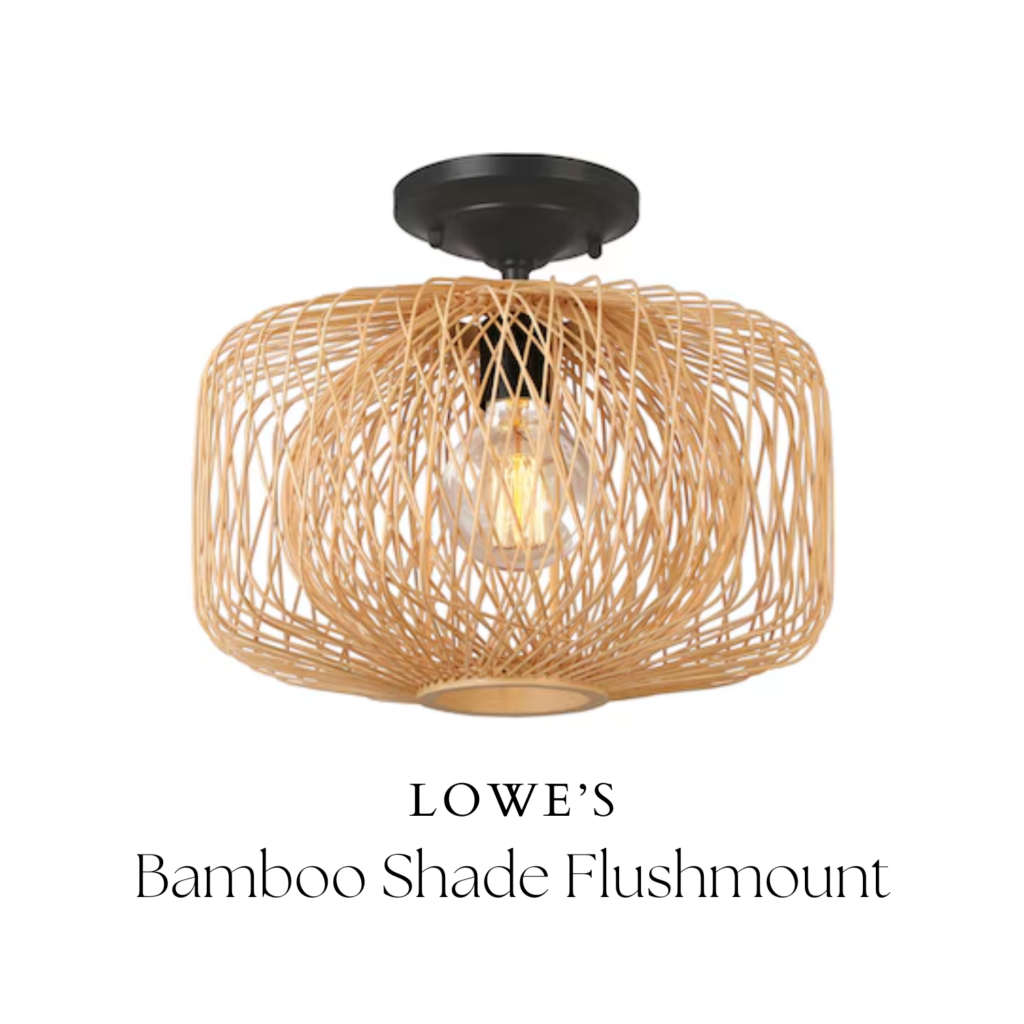 Flushmount bamboo light, nursery light fixture, kids room light fixture